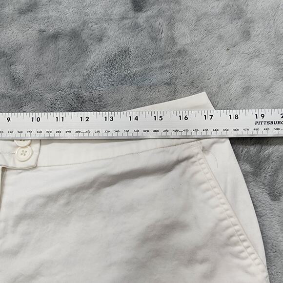 Multiples Pants Womens 12 White Stretch Cotton Capri Button Hem Preppy Nautical - Picture 9 of 13